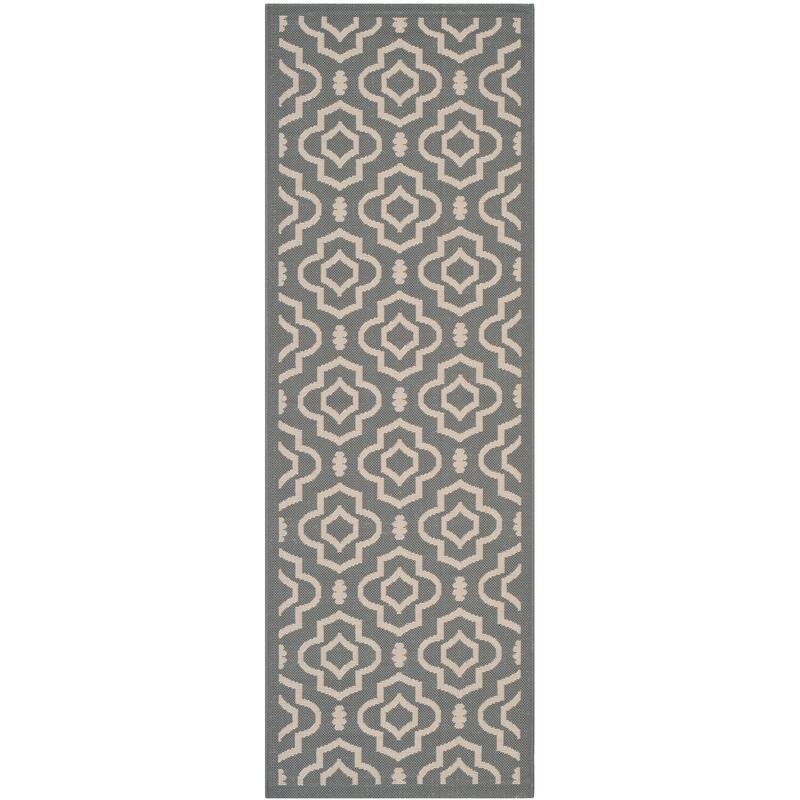 SAFAVIEH Courtyard Rheta Indoor/ Outdoor Waterproof Patio Backyard Rug - 2'3" x 6'7" - Anthracite/Beige