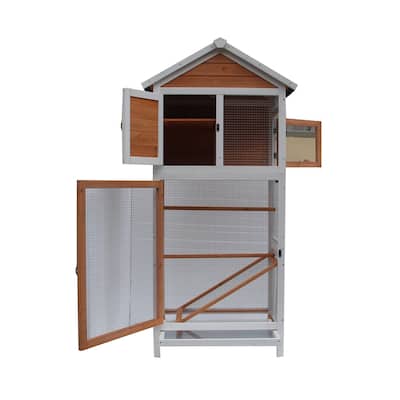 Bird Cage Wooden Cockatiel Parakeet Canary Finch Conure Play House - Medium