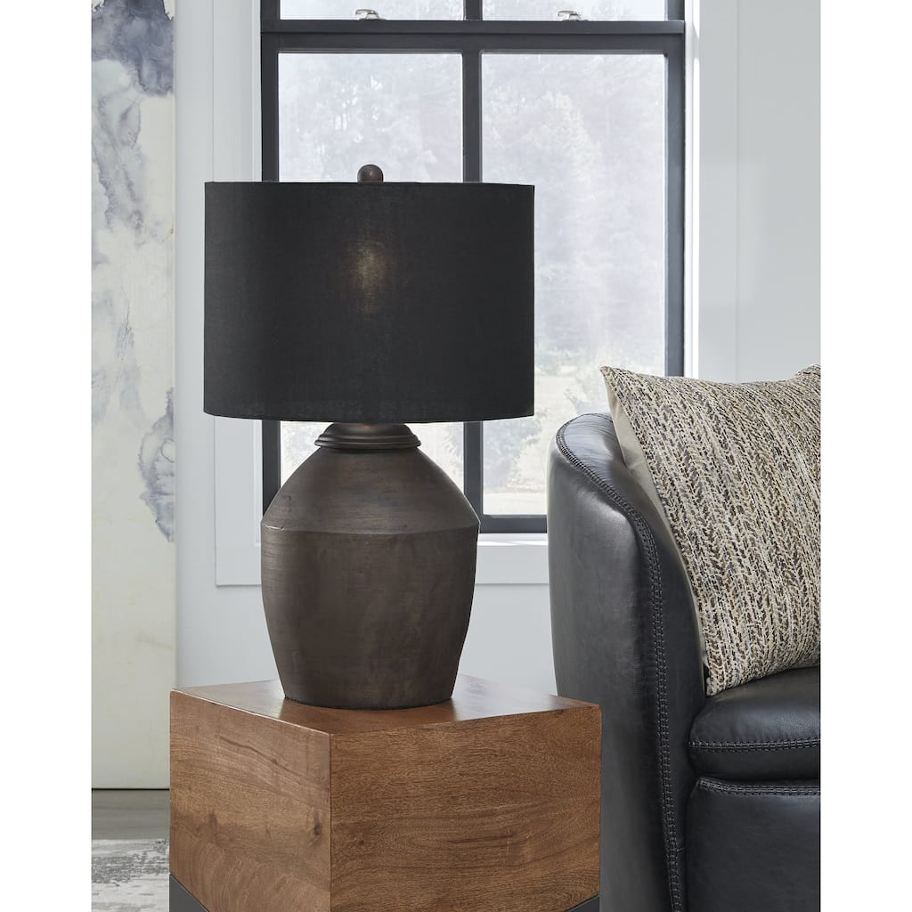 Signature Design by Ashley Naareman Metallic Black Table Lamp - 16" W x 16" D x 24.5" H