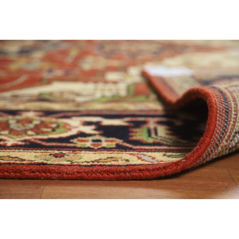 Geometric Medallion Heriz Serapi Indian Rug Hand-Knotted Wool Carpet - 8'10" x 12'0"