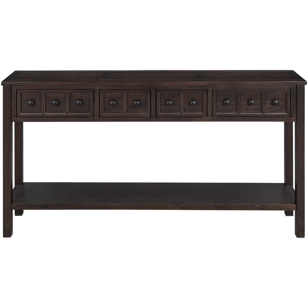 Rustic Entryway Console Table, 60" Long Sofa Table with two Different Size Drawers and Bottom Shelf for Storage
