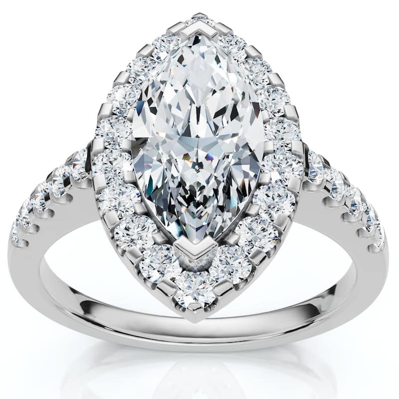 Bliss Diamond 1 3/8ct Marquise Halo Diamond Ring White Gold - 4