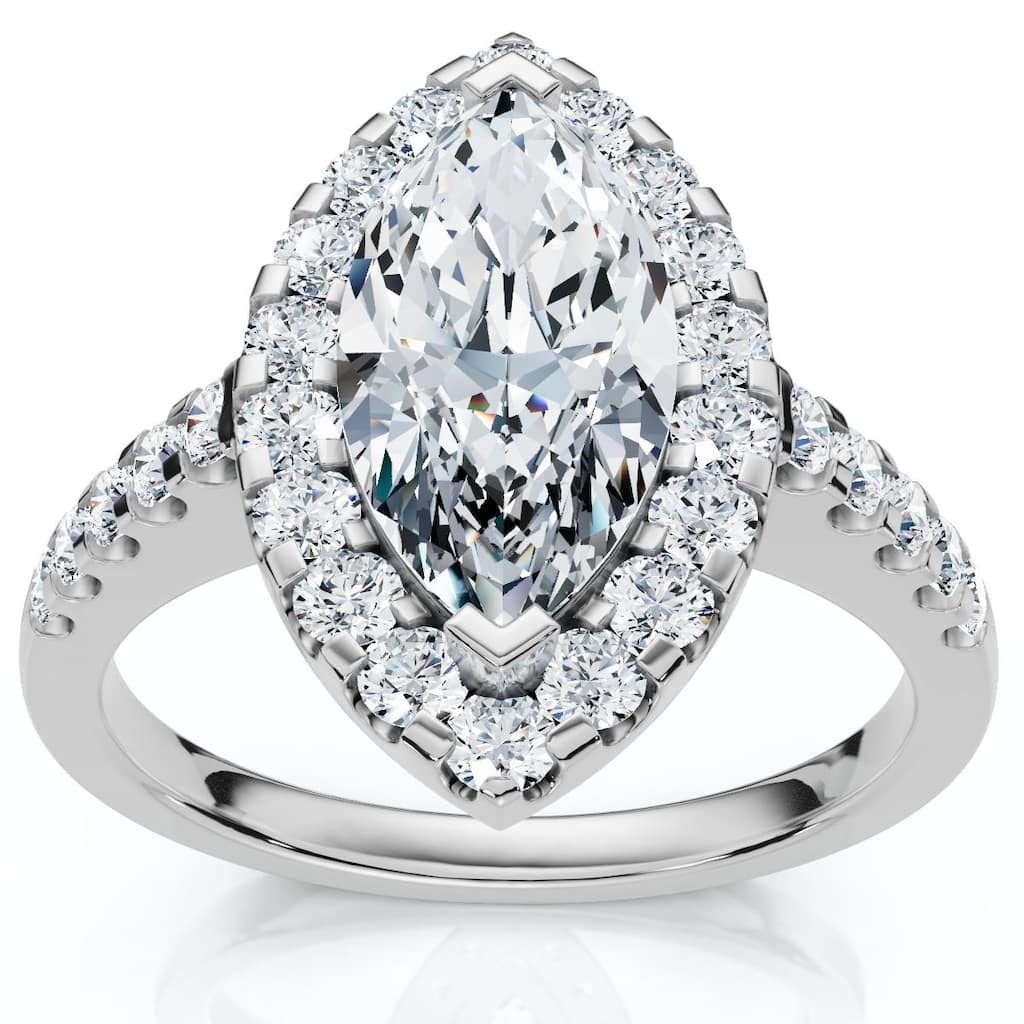 Bliss Diamond 1 3/8ct Marquise Halo Diamond Ring White Gold