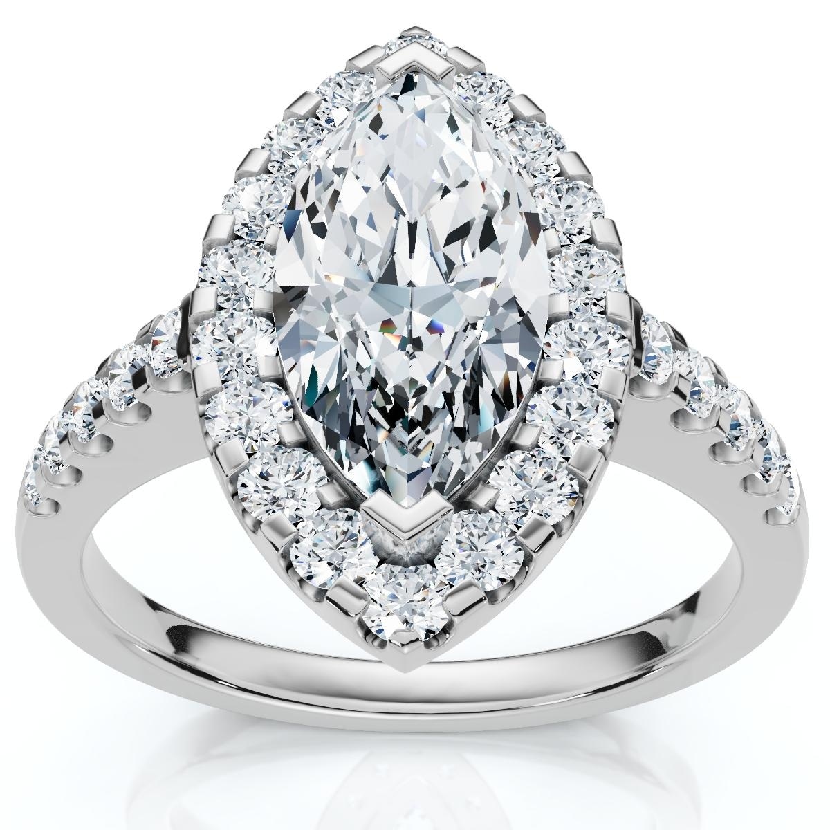 Bliss Diamond 1 3/8ct Marquise Halo Diamond Ring White Gold