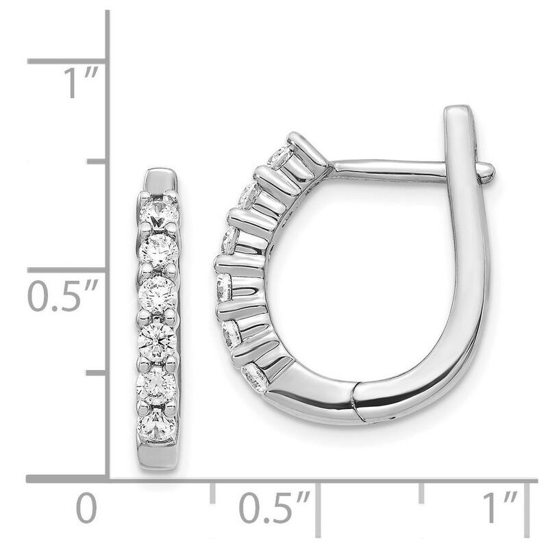 Curata 14k White Gold Diamond Hinged Hoop Earrings - 19x16mm Wide 2mm Thick