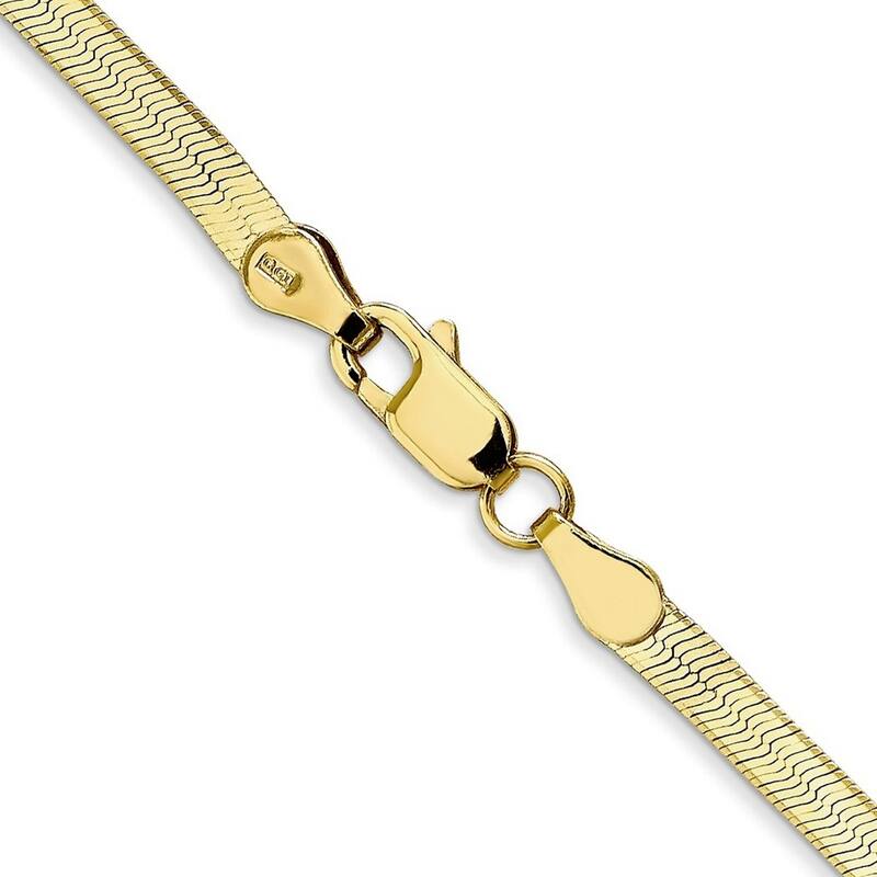 Curata 10k Yellow Gold 3.0mm Silky Herringbone Chain Necklace (Lobster) Options: 16 18
