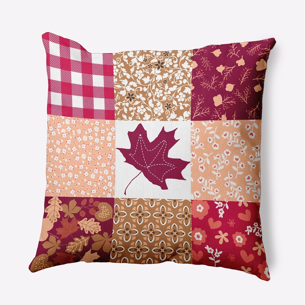 Printed Quilt Leaves Accent Pillow