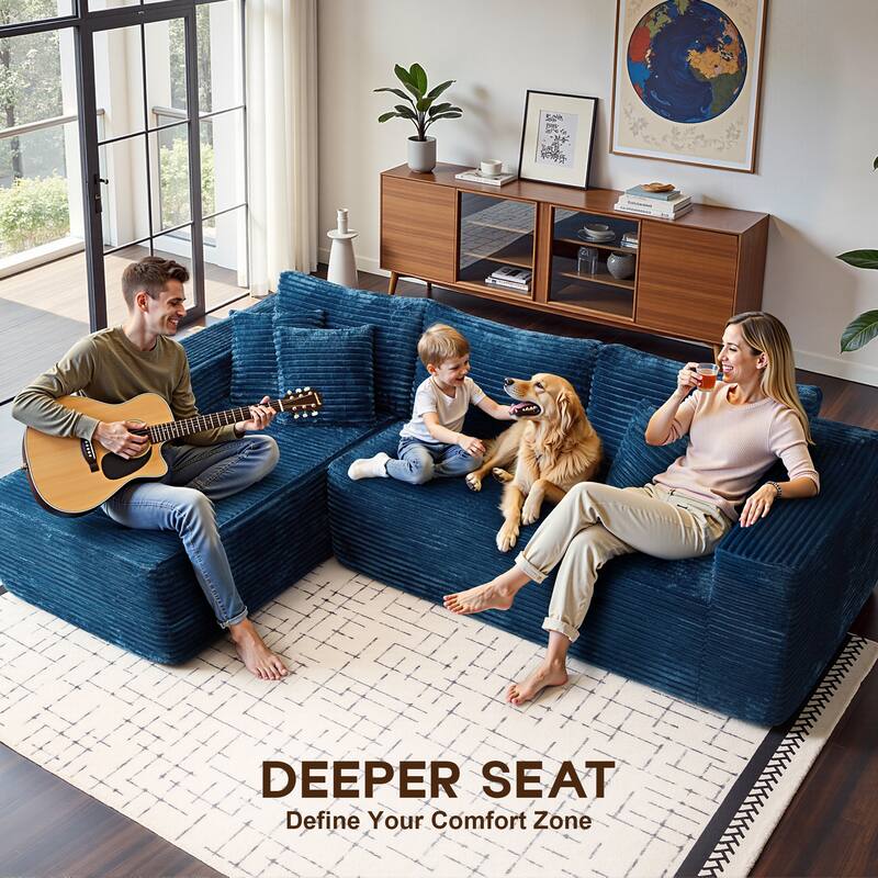 OVIOS All-Foam Plush L-Shaped Sofa​