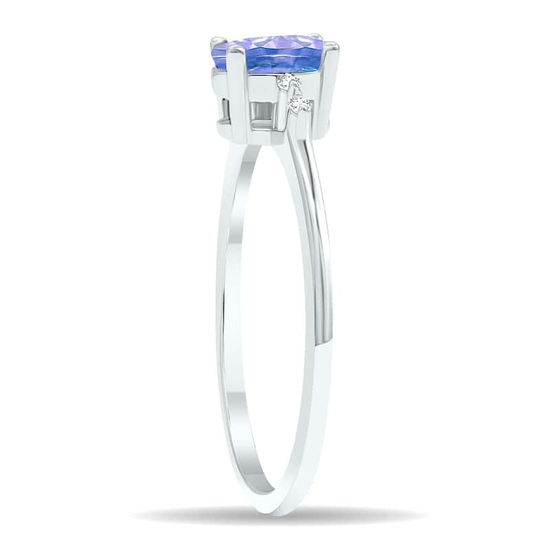 Women's Tanzanite and Diamond Sparkle Ring in 10K White Gold