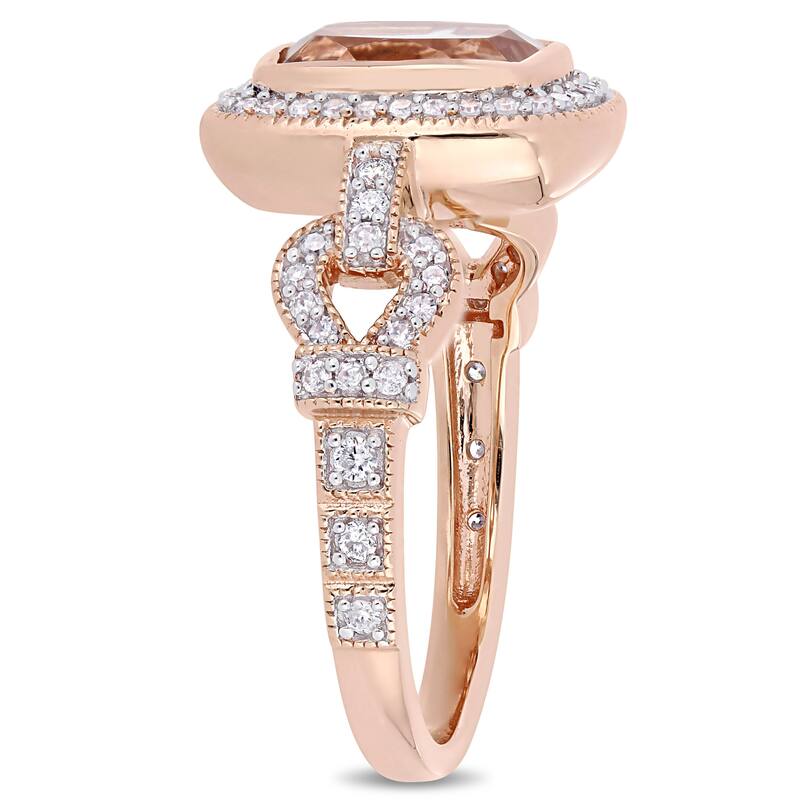 Miadora 1/3ct tgw Morganite and 1/3ct TW Diamond Infinity Halo Loop Ring in 10k Rose Gold