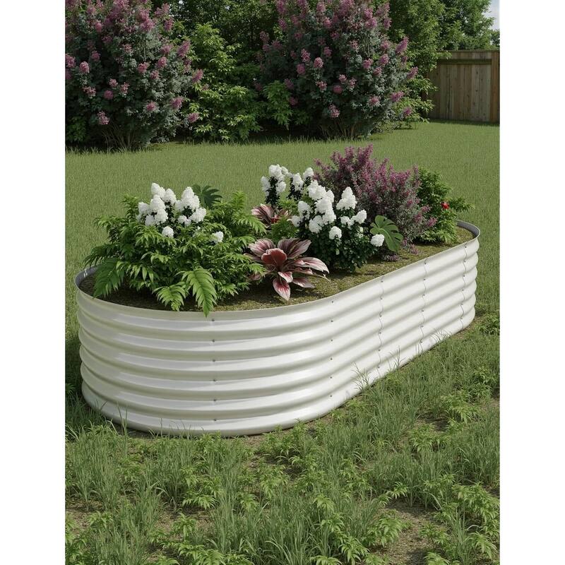 Galvanized Raised Planter Boxes Outdoor, for Vegetables, Fruits, Flower - Beige - 8x4x1.5ft