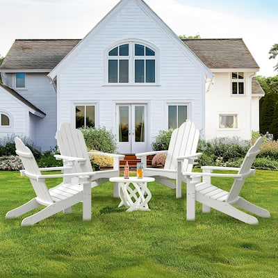 Plastic Poly Weather Resistant Outdoor Adirondack Chair Set of 4 Patio Classic Adirondack Chairs with Cup Holder