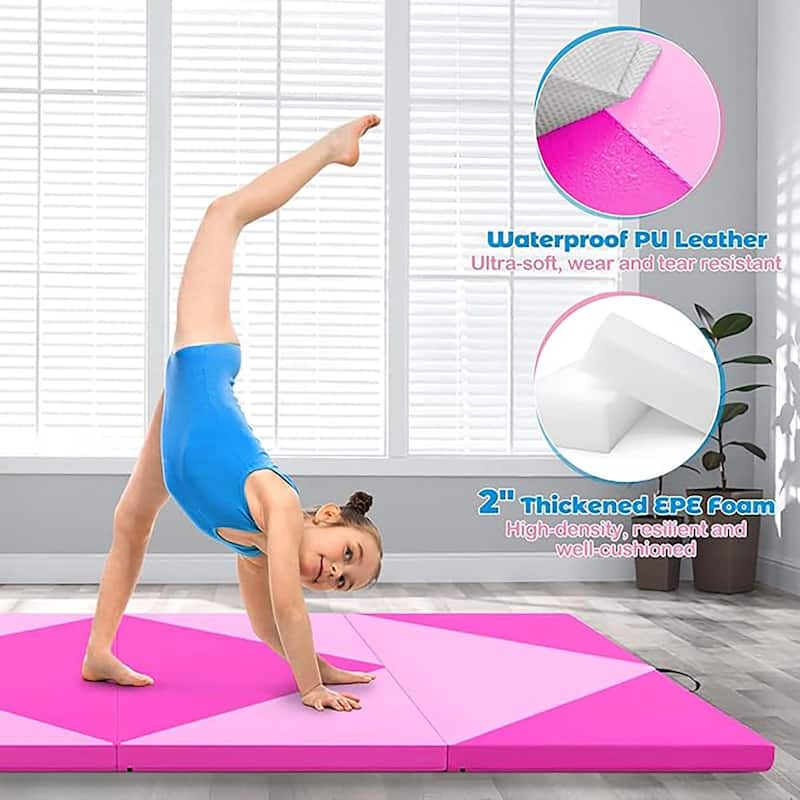Folding Gymnastics Mat Tumbling Mat w/ Hook & Loop Fasteners