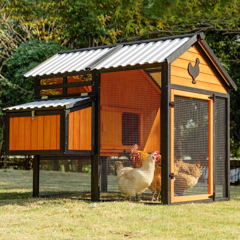 Weatherproof outdoor chicken coop with waterproof PVC roof