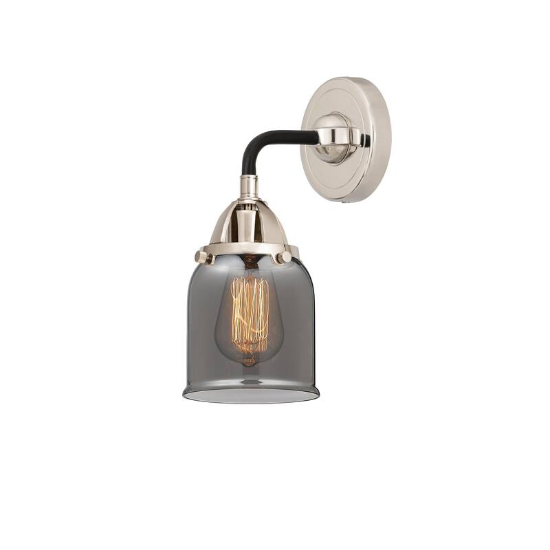 Innovations Lighting Nouveau 2 Bell - 1 Light 5" Sconce - Black Polished Nickel/Light Smoke