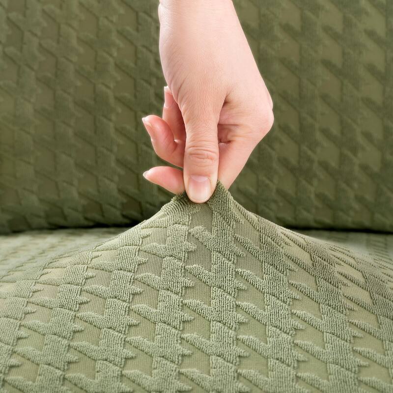 No. 918 Sparta 2-pack Houndstooth Textured Stretch Fit Elastic Dining Chair Cover Pair - 28" x 39"