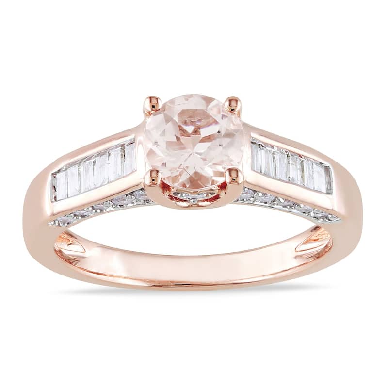 Miadora Signature Collection 14k Rose Gold 1/2ct TDW Diamond Morganite Ring