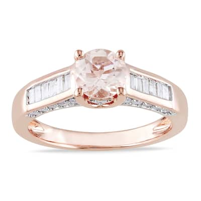 Miadora Signature Collection 14k Rose Gold 1/2ct TDW Diamond Morganite Ring