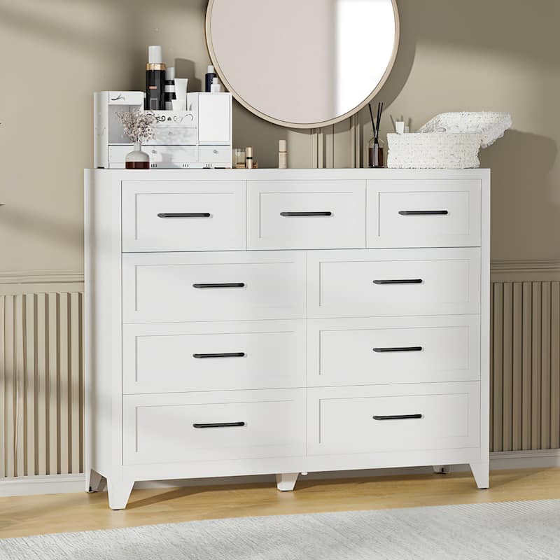 Bedroom Dresser Metal Storage Cabinet with Drawers, Space-Saving Chest of Drawers for Bedroom Living Room Entryway