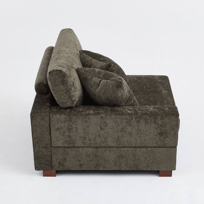 41" W Modern Chenille Corner Arm Accent Chair Sectional Module with Pillows