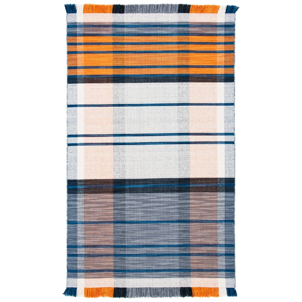 SAFAVIEH Striped Kilim Drusiana Wool Fringe Rug