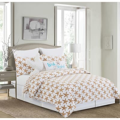 Sandbridge Stars Cotton Quilt Set - Reversible and Machine Washable