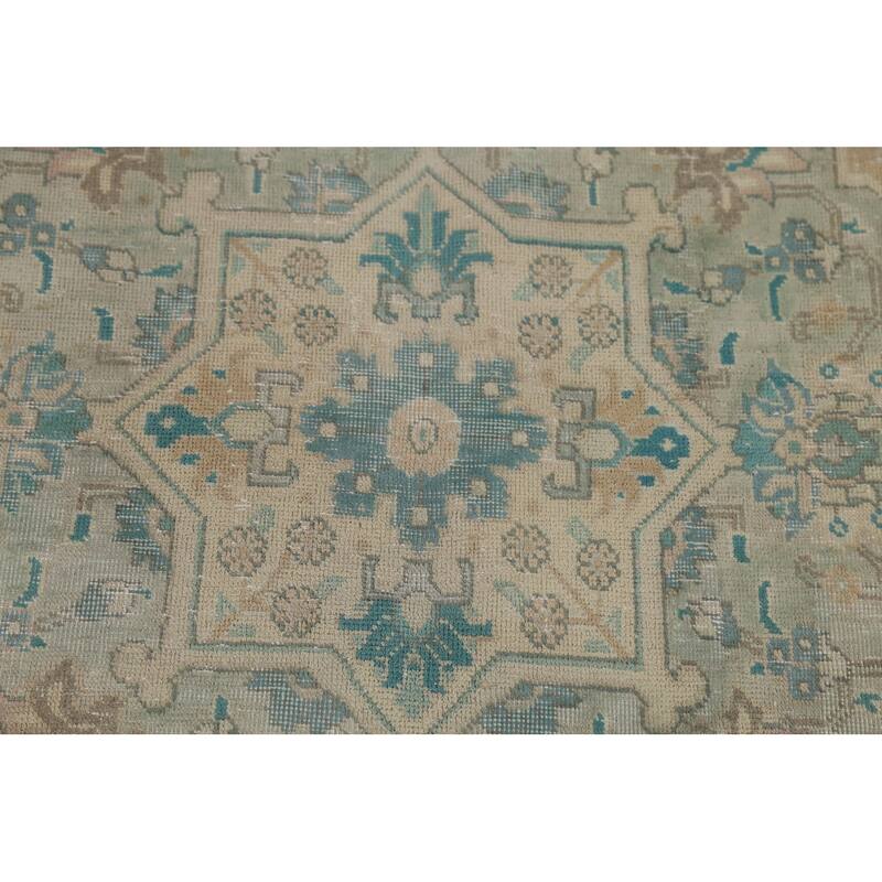 Distressed Tabriz Persian Vintage Area Rug Handmade Wool Carpet - 7'10"x 11'9"
