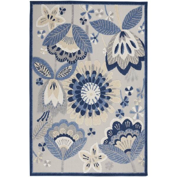 Blue and Gray Indoor Outdoor Area Rug 34208125