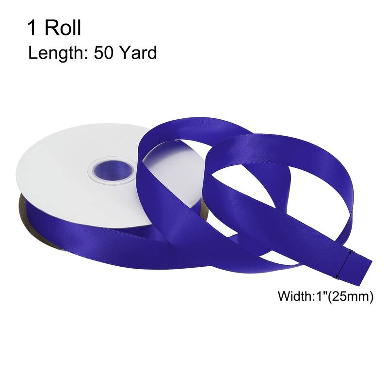 Satin Ribbon Grosgrain Valentine Solid Double Face Wedding Ribbon - Ocean Blue - 1" x 50 Yard