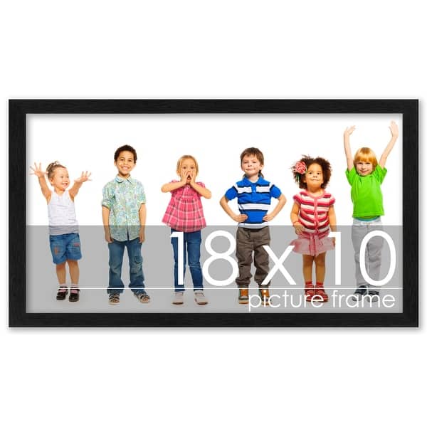 18x10 Traditional Black Complete Wood Picture Frame with UV Acrylic