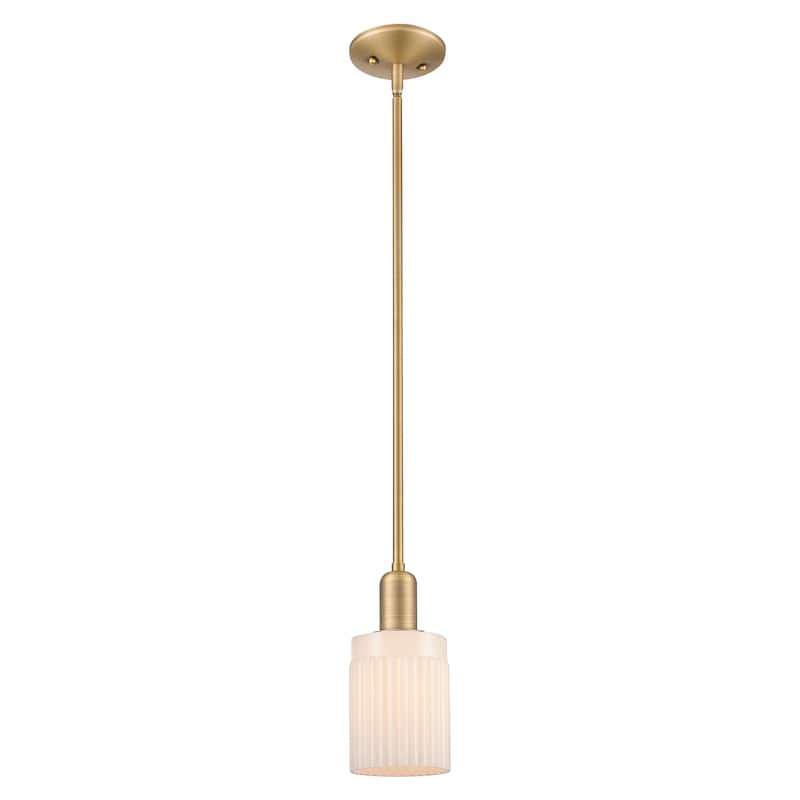 Innovations Lighting Endless Possibilities Arcadia - Hadley - 1 Light 5" Stem Hung Mini Pendant - Brushed Brass/Matte White