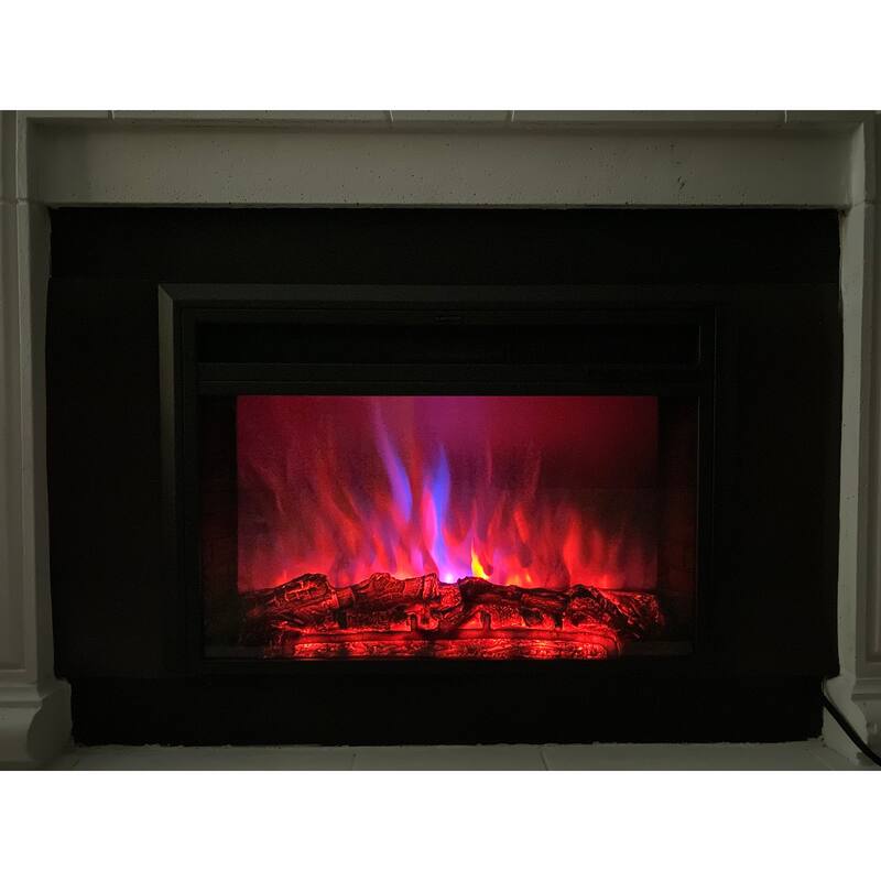 XBrand Insert Fireplace Heater w/Remote Control and LED Flame Effect, 28 Inch Long, Black