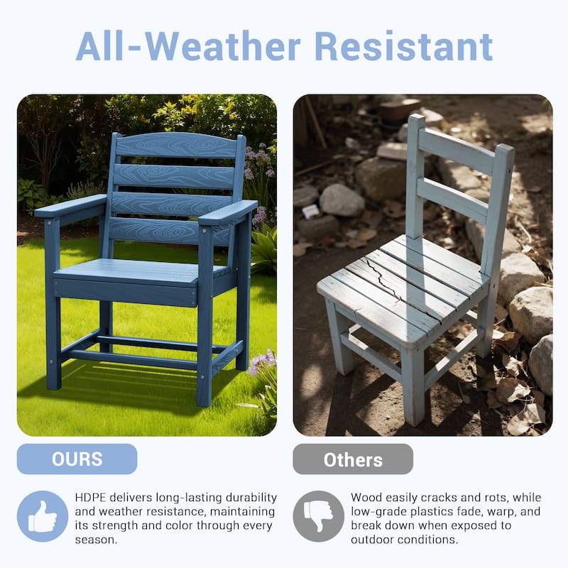 6-Piece HDPE Outdoor Dining Table Sets with Umbrella Hole - 1-Table 4-Chairs-1-Bench