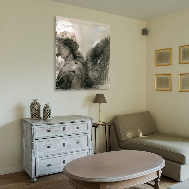 "New Orleans Angel Sculpture" Frameless Free Floating Tempered Glass Panel Graphic Wall Art