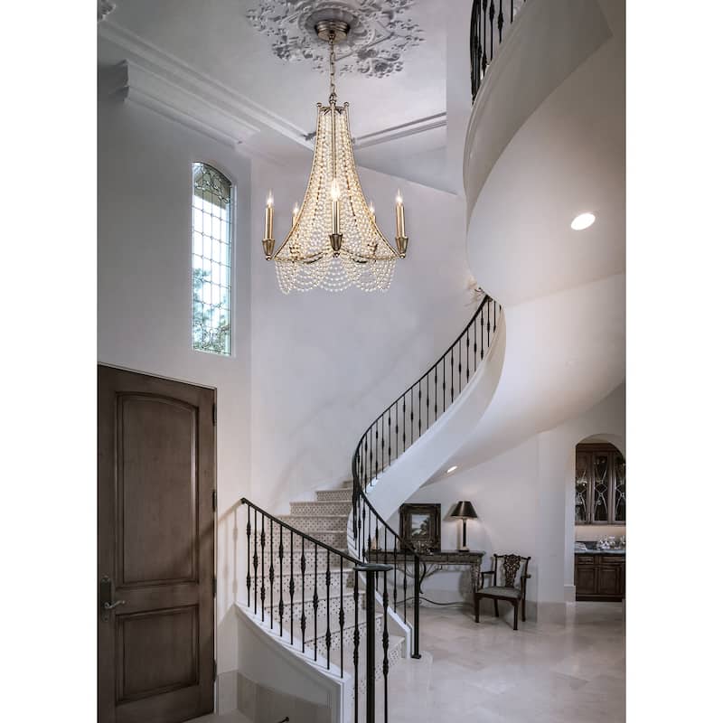 OYIPRO 8-Light Vintage Antique Gold Crystal Large Empire Chandelier