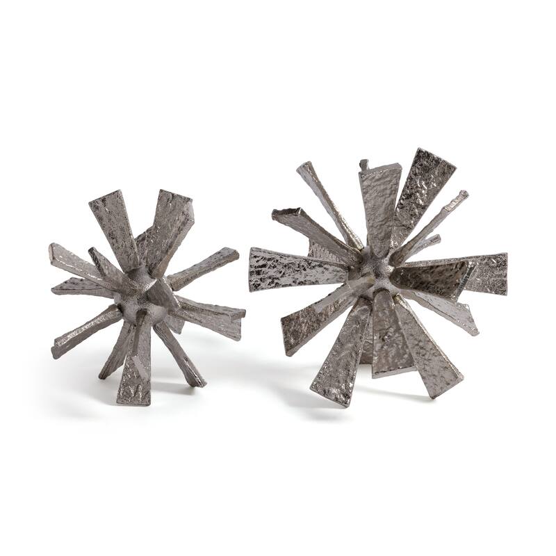 Sculptural Starburst Metal Orb Accent