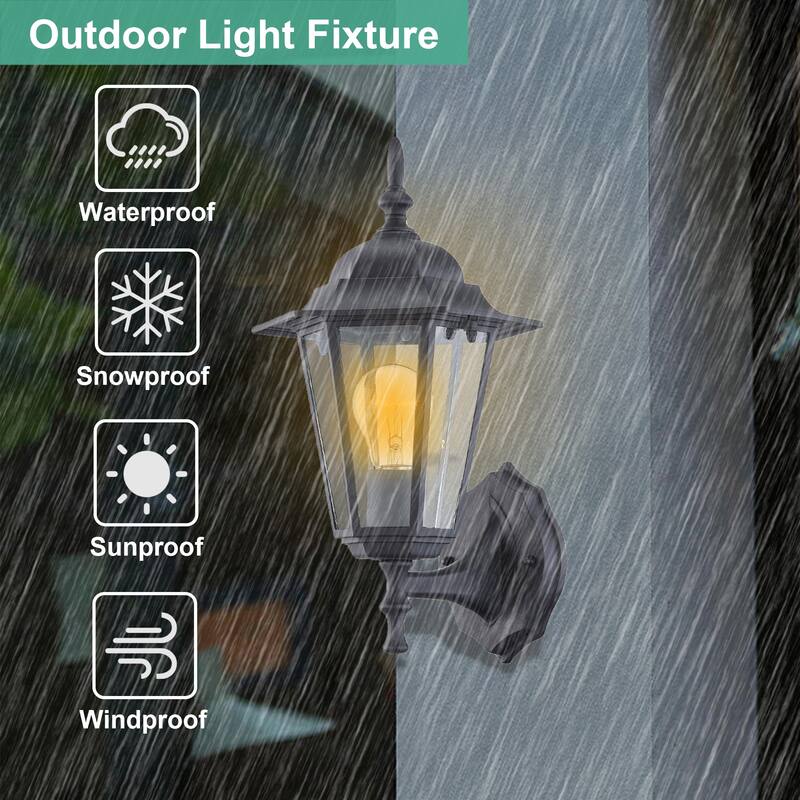 Light Outdoor Lantern Textured Wall Mount Light Set of 2