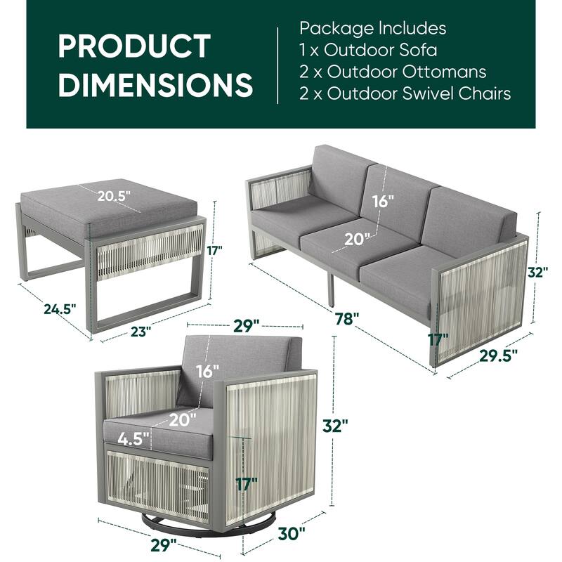 Pocassy 5 Inch Outdoor Patio Funiture Sets