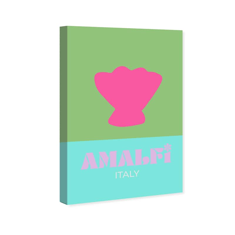 Wynwood Studio Canvas World and Countries Travel to Amalfi Green and Hot Pink Modern & Contemporary Wall Art Canvas Print