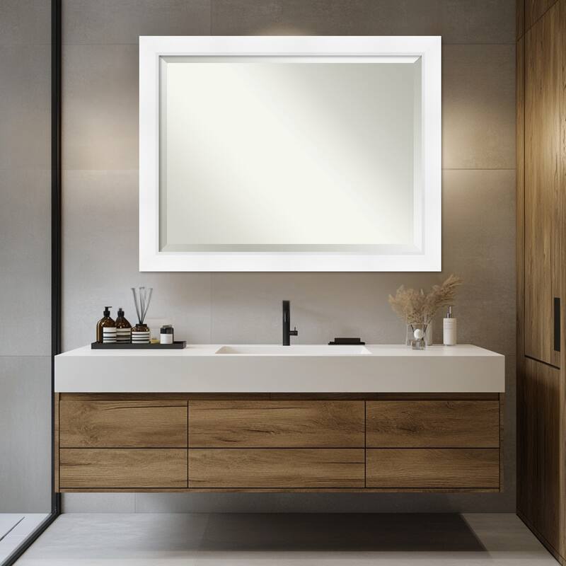 Sloped Beveled Framed Bathroom Vanity Wall Mirror