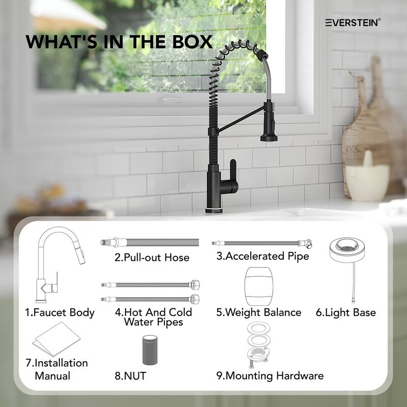 Kitchen Sink Faucet with Pulldown Sprayer Single Handle Spring Pulldown Kitchen Faucet