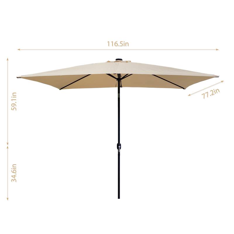 10ft Solar LED Lighted Outdoor Patio Market Umbrella