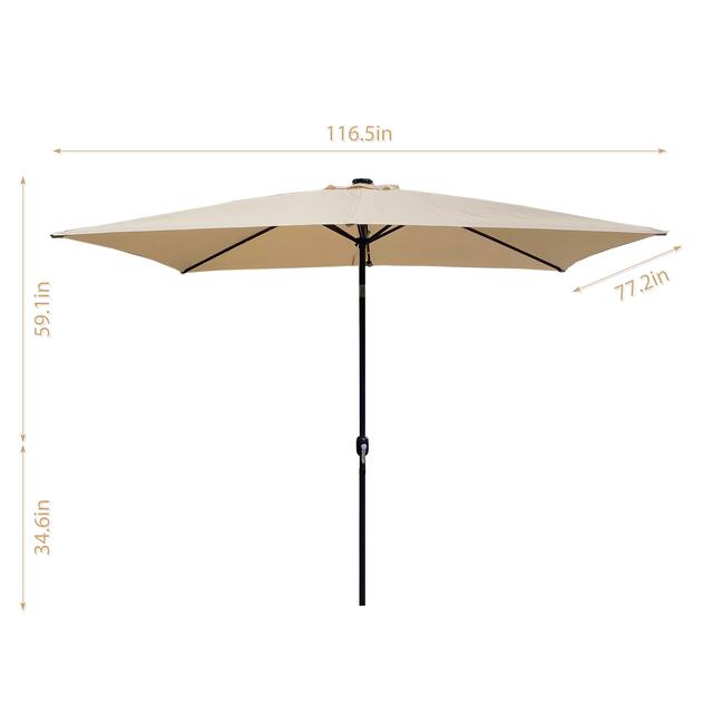 Outdoor Patio Umbrella 10 Ft x 6.5 Ft Rectangular with Crank