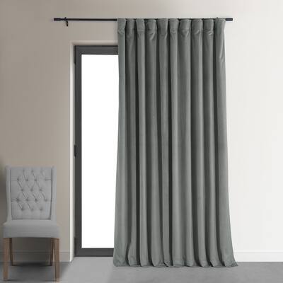 Exclusive Fabrics Extra Wide Silver Grey Velvet Blackout Curtain (1 Panel)