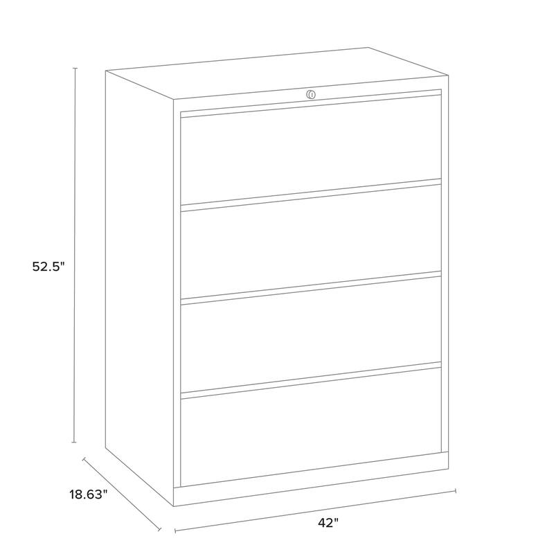 8000 Series 42" Wide 4-Drawer Lateral File Cabinet, Light Gray