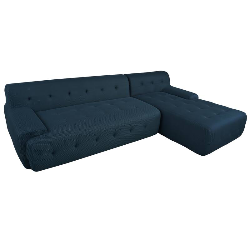 107" Polyester Mesh L-Shaped Modular Sectional Sofa with Deep Seat & Pocket Springs