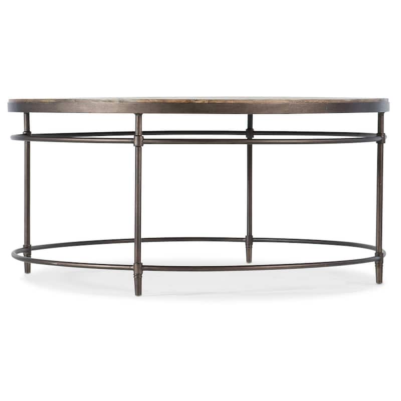 Hooker Furniture 38" Diameter Acacia Wood Top Metal Coffee Table from - Light Wood / Metal