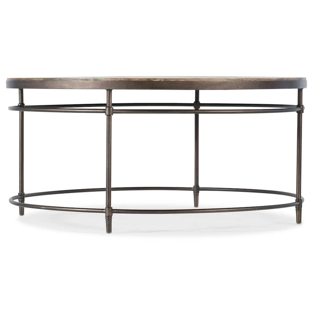 Hooker Furniture 38" Diameter Acacia Wood Top Metal Coffee Table from