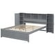 preview thumbnail 15 of 28, Full Size Platform Bed with Storage Headboard, 3 Shelves, 2 Side Lockers, Solid Pine Wood Frame, No Box Spring Required, Grey
