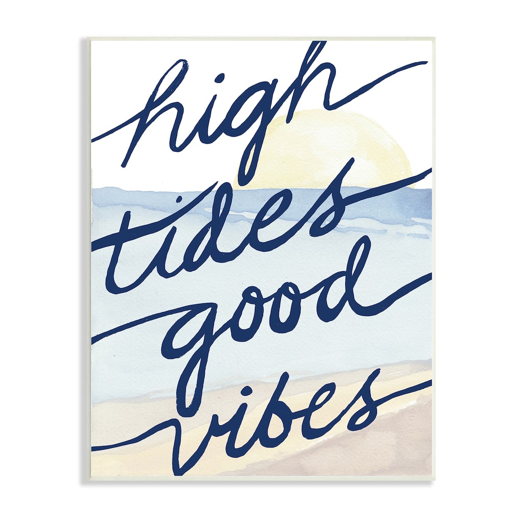Stupell High Tides Good Vibes Beach Scenery Viewpoint Painting Wood Wall Art - Blue
